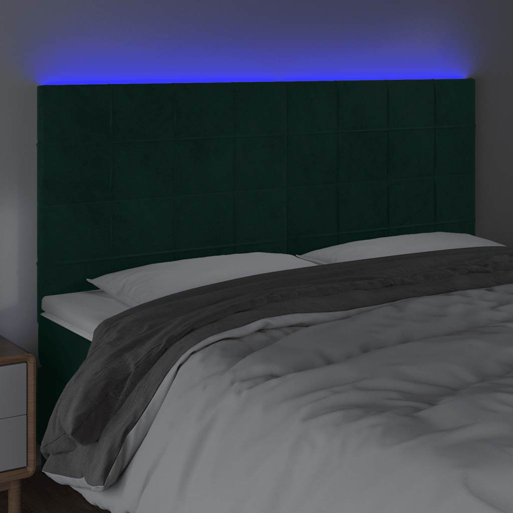 Κεφαλάρι Κρεβατιού LED Σκούρο Πράσινο 180x5x118/128 εκ.