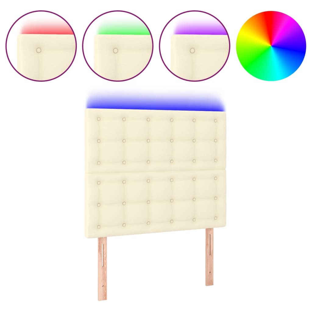 Κεφαλάρι Κρεβατιού LED Κρεμ 90x5x118/128 εκ - Pakobazaar