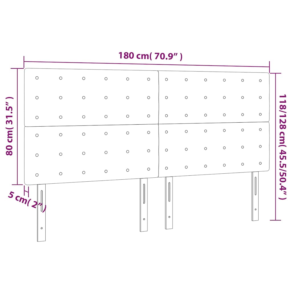 Κεφαλάρι Κρεβατιού LED Καφέ 180x5x118/128 εκ. Συνθετ. Δέρμα