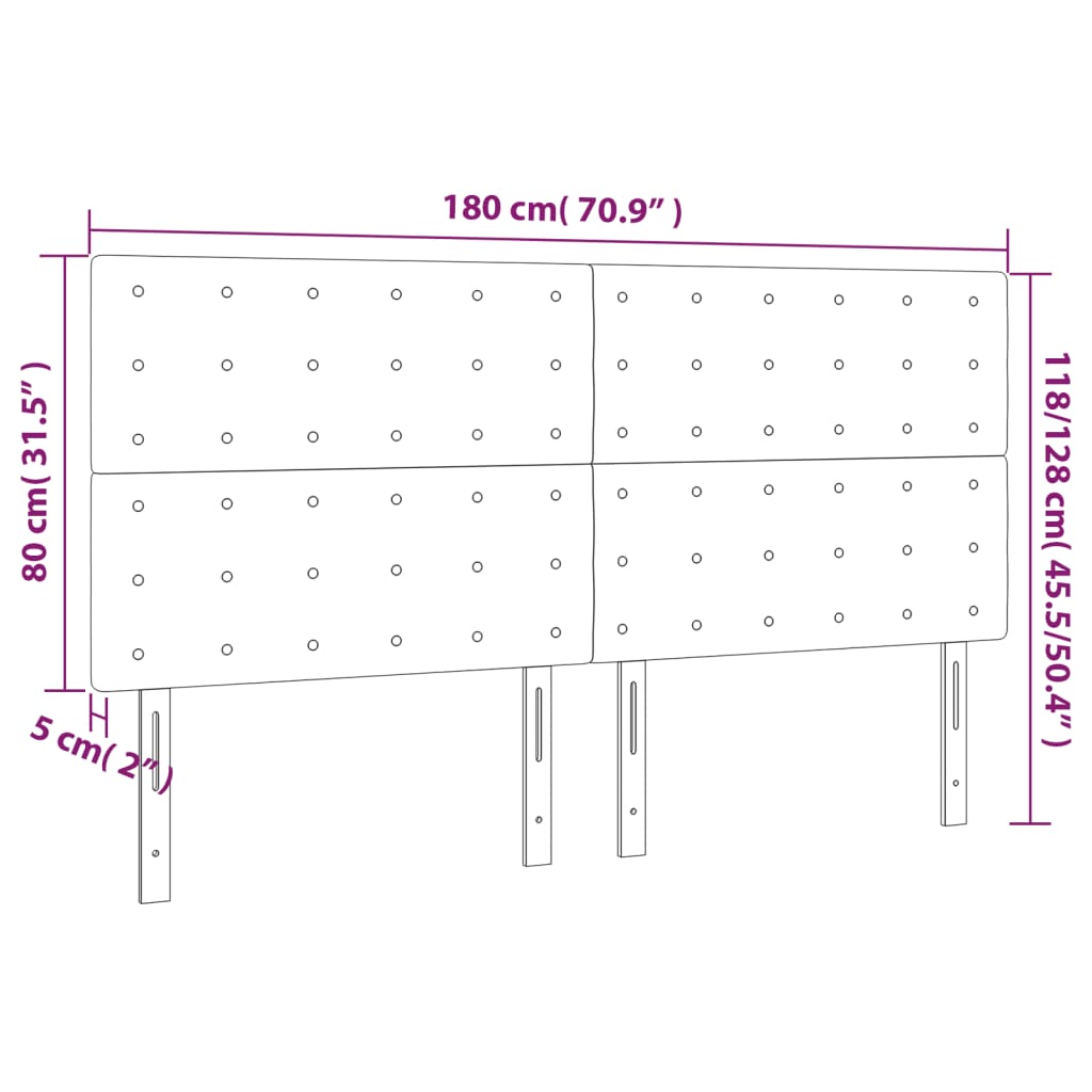 Κεφαλάρι Κρεβατιού LED Γκρι 180x5x118/128 εκ