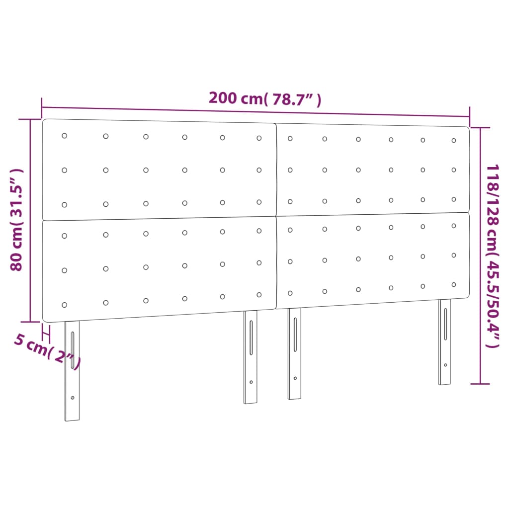 Κεφαλάρι Κρεβατιού LED Καφέ 200x5x118/128 εκ. Συνθετ. Δέρμα