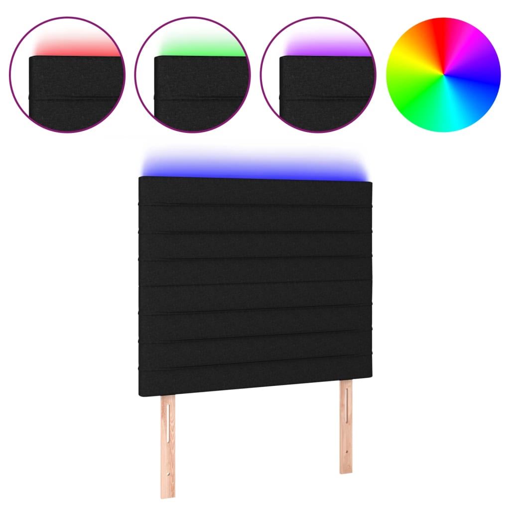 Κεφαλάρι Κρεβατιού LED Μαύρο 80x5x118/128 εκ. Υφασμάτινο