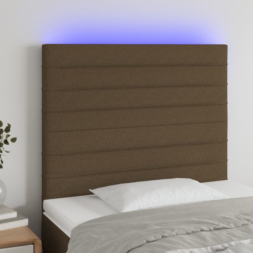 Κεφαλάρι Κρεβατιού LED Σκούρο Καφέ 80x5x118/128εκ. Υφασμάτινο - Pakobazaar