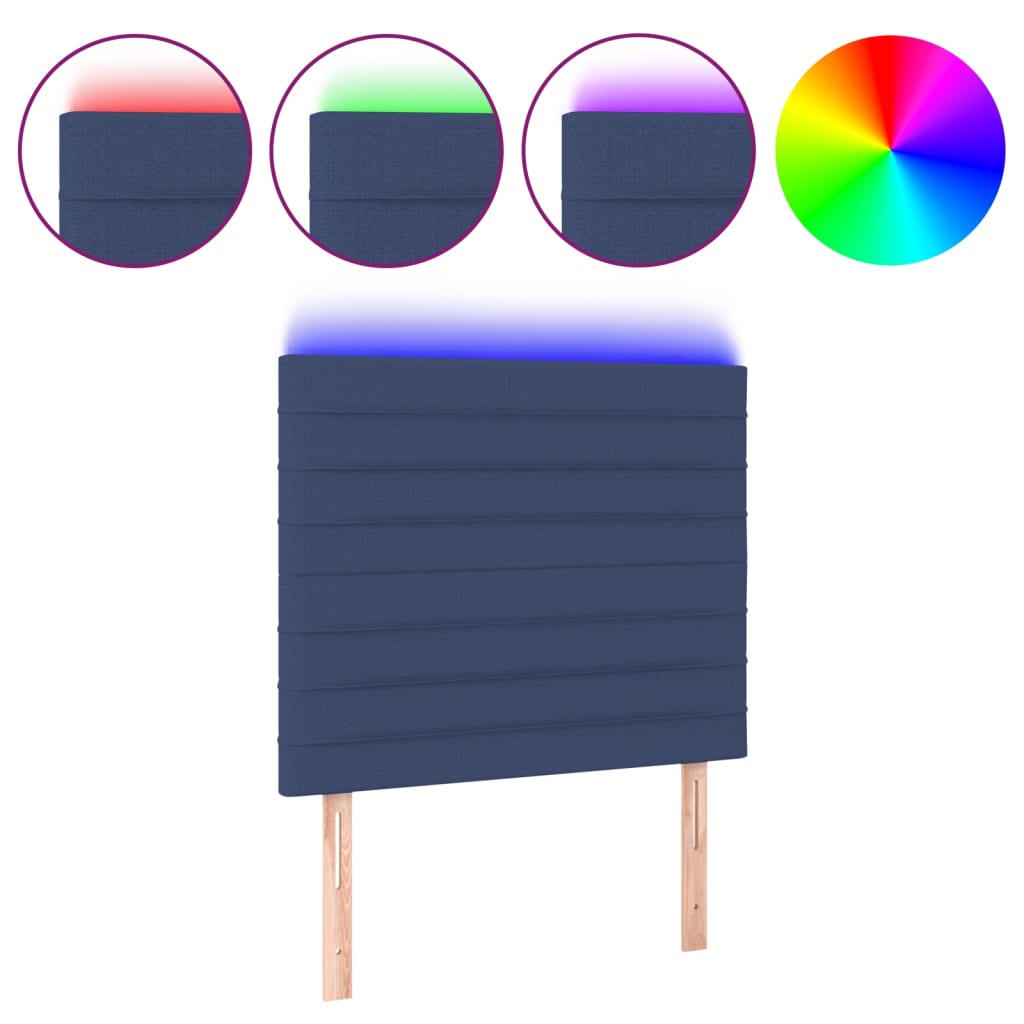 Κεφαλάρι Κρεβατιού LED Μπλε 80x5x118/128εκ. Υφασμάτινο - Pakobazaar