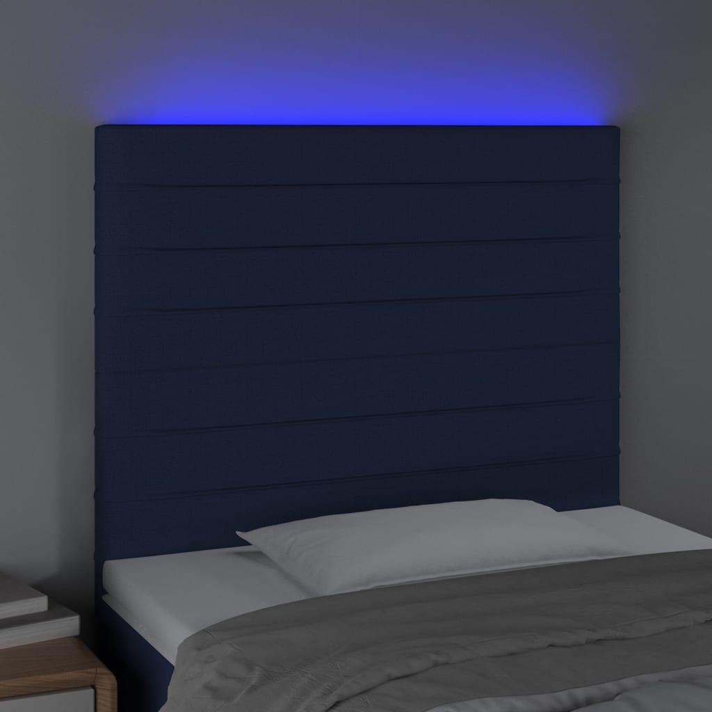 Κεφαλάρι Κρεβατιού LED Μπλε 80x5x118/128εκ. Υφασμάτινο - Pakobazaar