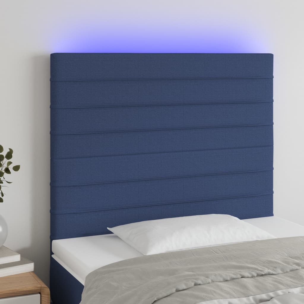 Κεφαλάρι Κρεβατιού LED Μπλε 80x5x118/128εκ. Υφασμάτινο - Pakobazaar