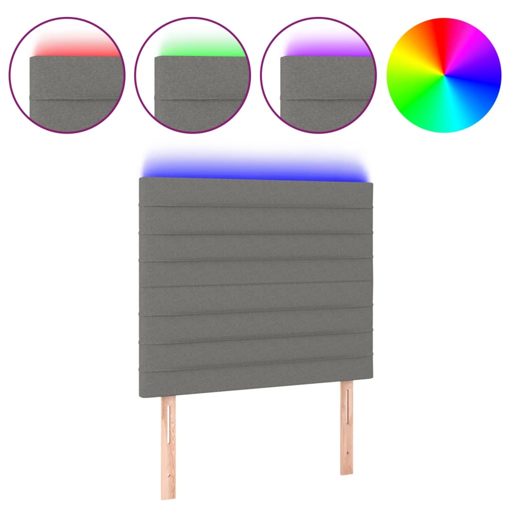 Κεφαλάρι Κρεβατιού LED Σκούρο Γκρι 90x5x118/128εκ. Υφασμάτινο - Pakobazaar