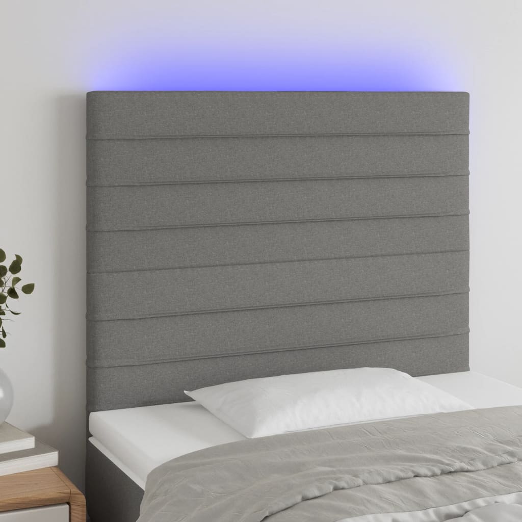Κεφαλάρι Κρεβατιού LED Σκούρο Γκρι 90x5x118/128εκ. Υφασμάτινο - Pakobazaar
