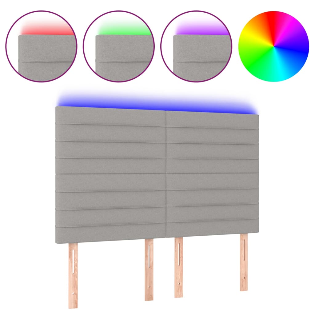 Κεφαλάρι Κρεβατιού LED Ανοιχτό Γκρι 144x5x118/128 εκ.