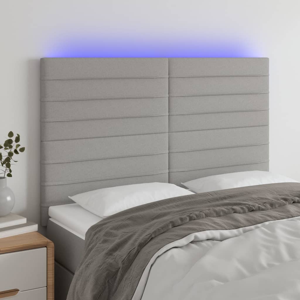 Κεφαλάρι Κρεβατιού LED Ανοιχτό Γκρι 144x5x118/128 εκ.