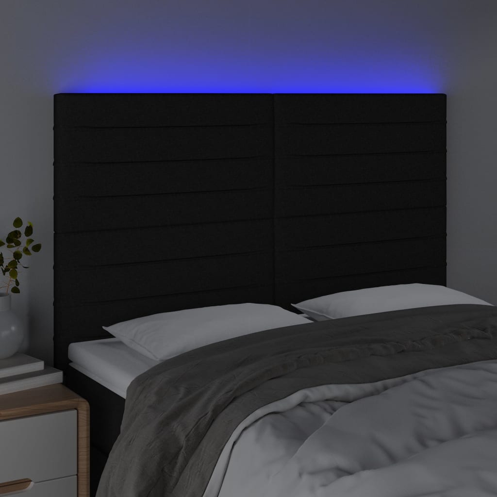 Κεφαλάρι Κρεβατιού LED Μαύρο 144x5x118/128 εκ. Υφασμάτινο