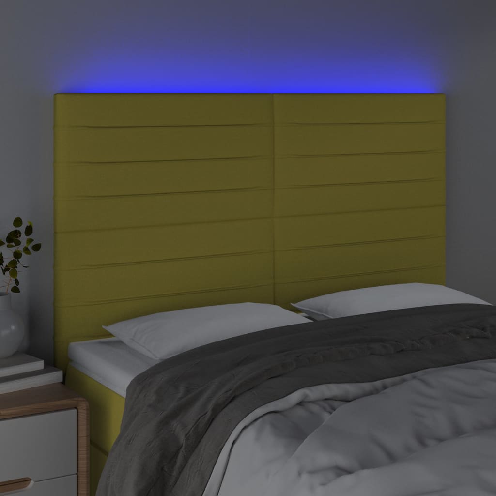 Κεφαλάρι Κρεβατιού LED Πράσινο 144x5x118/128 εκ. Υφασμάτινο - Pakobazaar