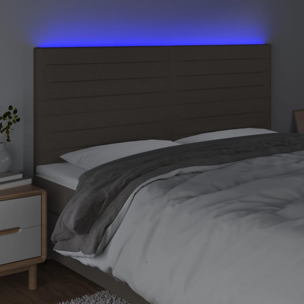 Κεφαλάρι Κρεβατιού LED Taupe 160x5x118/128 εκ. Υφασμάτινο