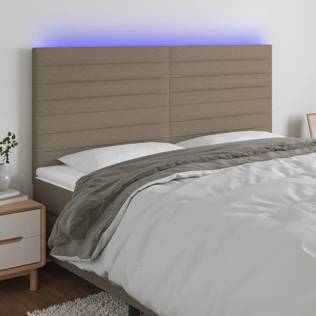 Κεφαλάρι Κρεβατιού LED Taupe 180x5x118/128 εκ. Υφασμάτινο