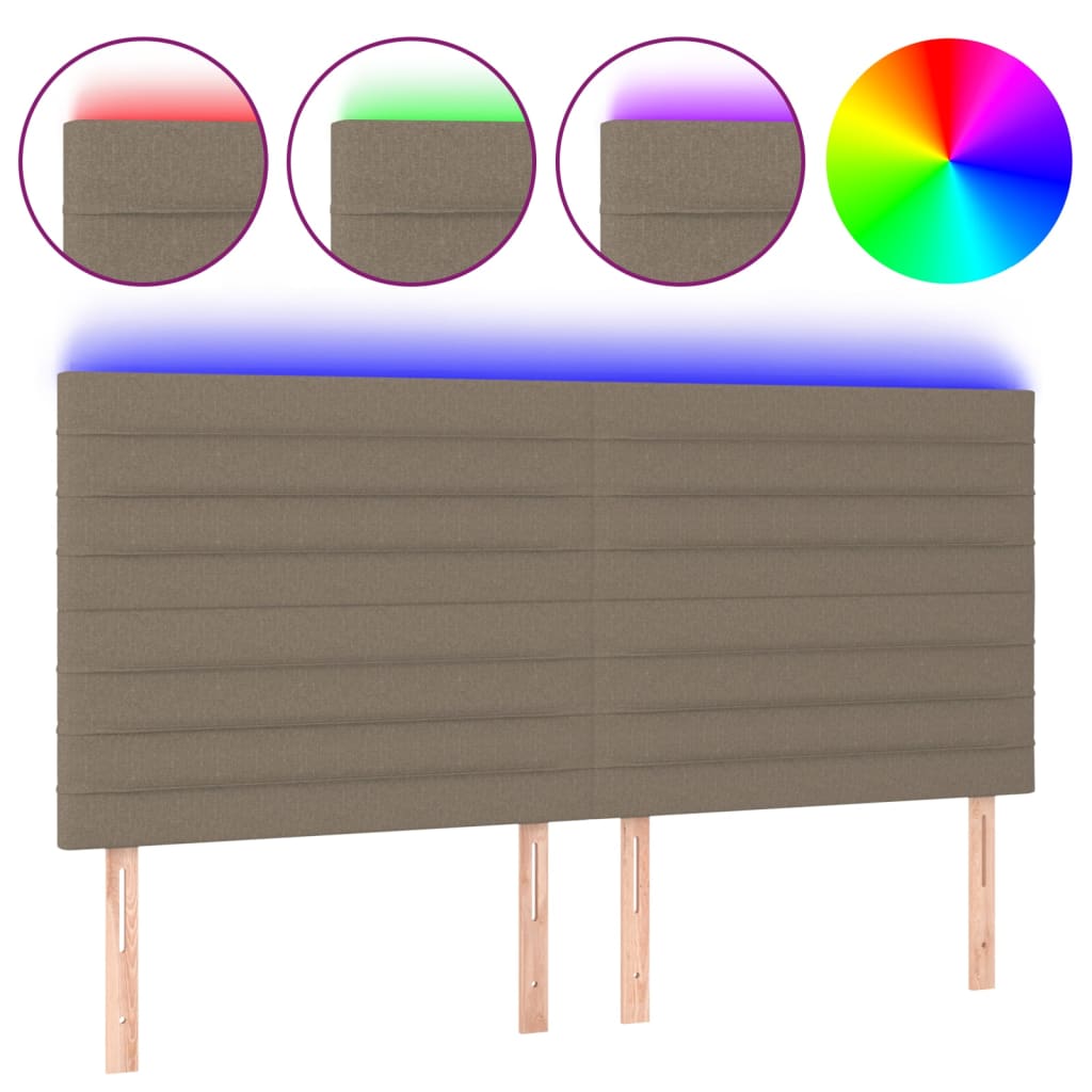Κεφαλάρι Κρεβατιού LED Taupe 200x5x118/128 εκ. Υφασμάτινο - Pakobazaar