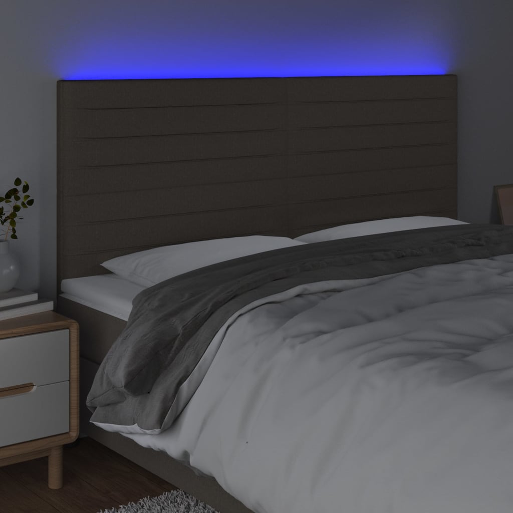 Κεφαλάρι Κρεβατιού LED Taupe 200x5x118/128 εκ. Υφασμάτινο - Pakobazaar