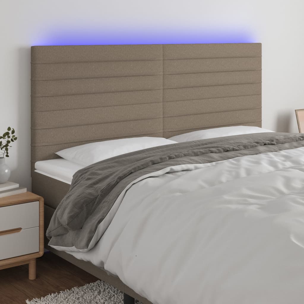 Κεφαλάρι Κρεβατιού LED Taupe 200x5x118/128 εκ. Υφασμάτινο - Pakobazaar
