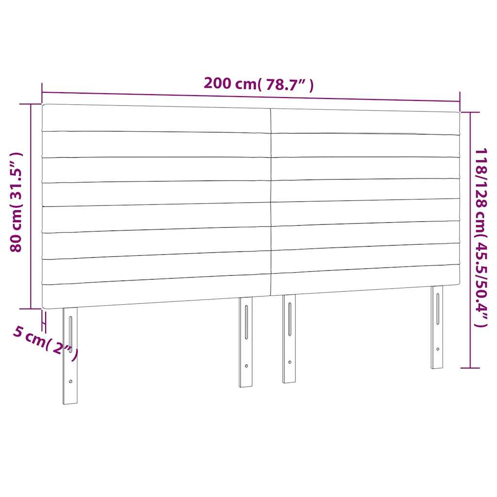 Κεφαλάρι Κρεβατιού LED Πράσινο 200x5x118/128 εκ. Υφασμάτινο