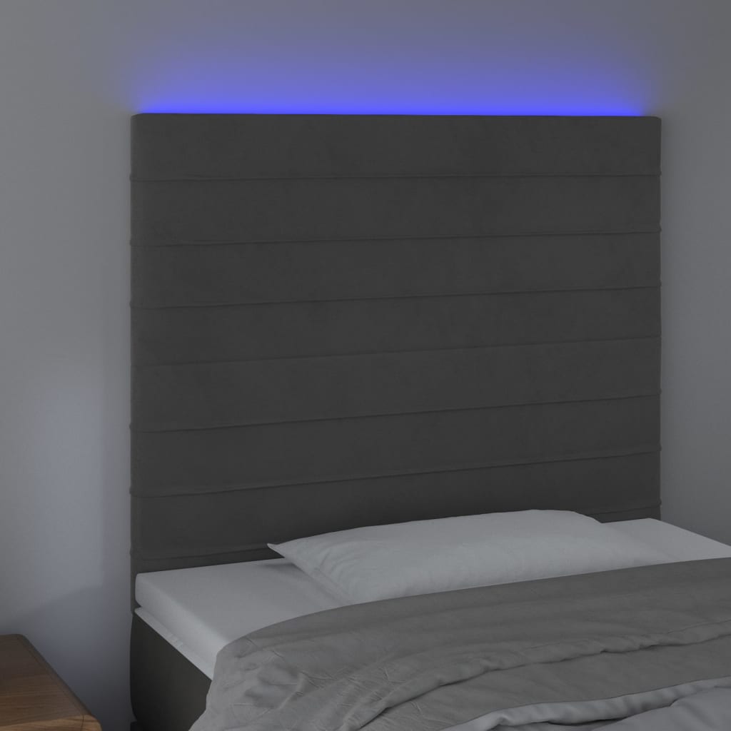 Κεφαλάρι Κρεβατιού LED Σκούρο Γκρι 80x5x118/128 εκ. Βελούδινο - Pakobazaar