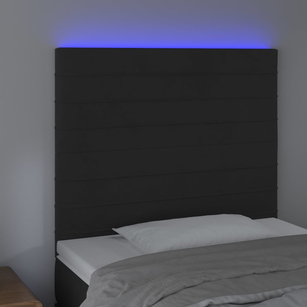 Κεφαλάρι Κρεβατιού LED Μαύρο 90x5x118/128 εκ. Βελούδινο