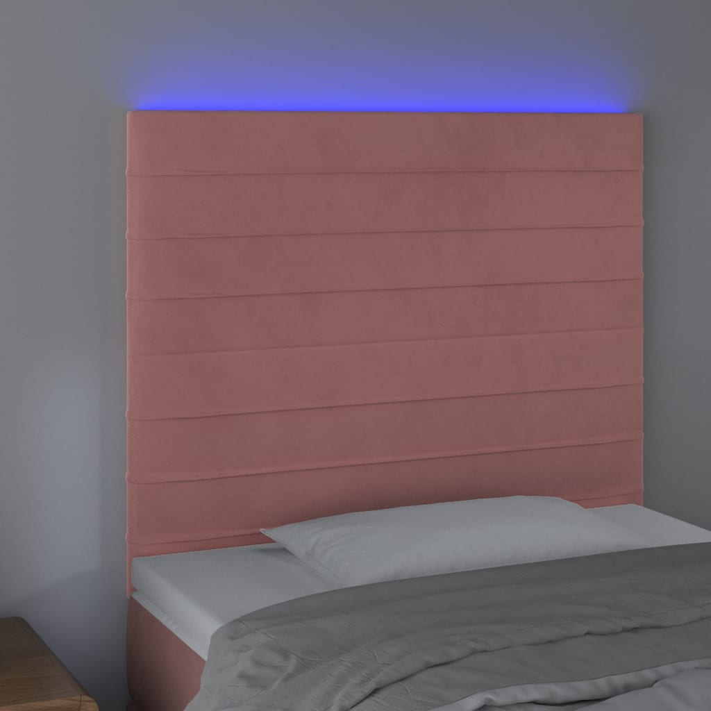Κεφαλάρι Κρεβατιού LED Ροζ 90x5x118/128 εκ. Βελούδινο