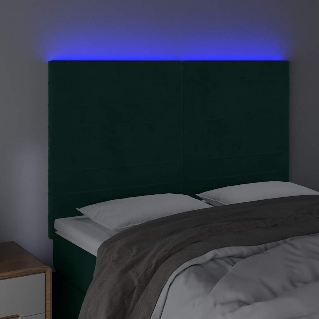 Κεφαλάρι Κρεβατιού LED Σκούρο Πράσινο 144x5x118/128 εκ.