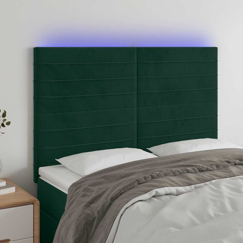 Κεφαλάρι Κρεβατιού LED Σκούρο Πράσινο 144x5x118/128 εκ.