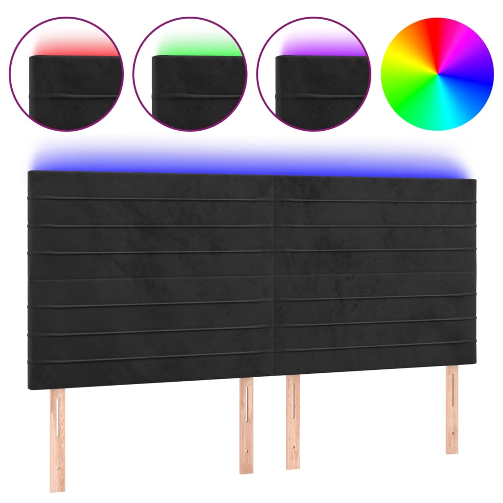 Κεφαλάρι Κρεβατιού LED Μαύρο 160x5x118/128 εκ. Βελούδινο