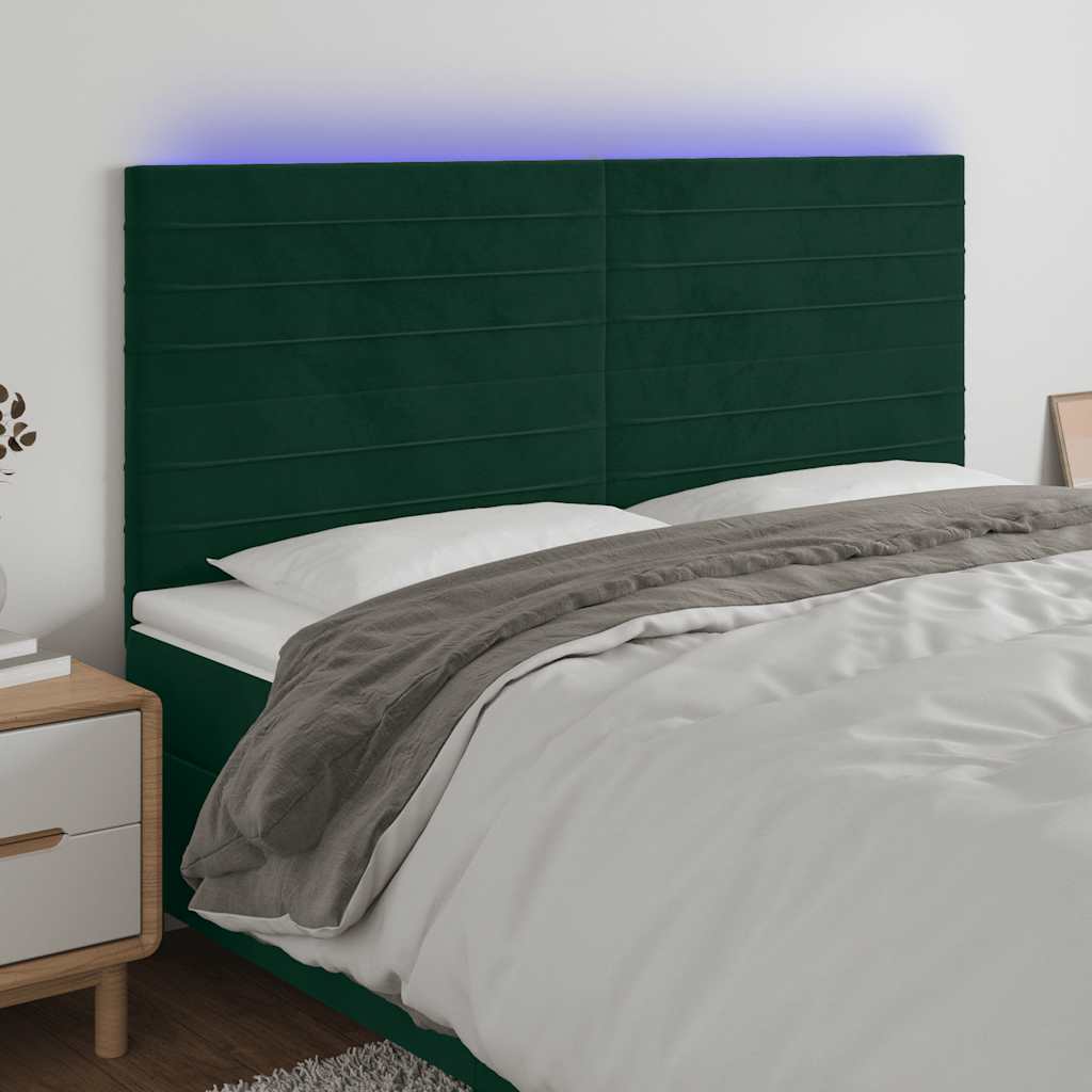 Κεφαλάρι Κρεβατιού LED Σκούρο Πράσινο 160x5x118/128 εκ.
