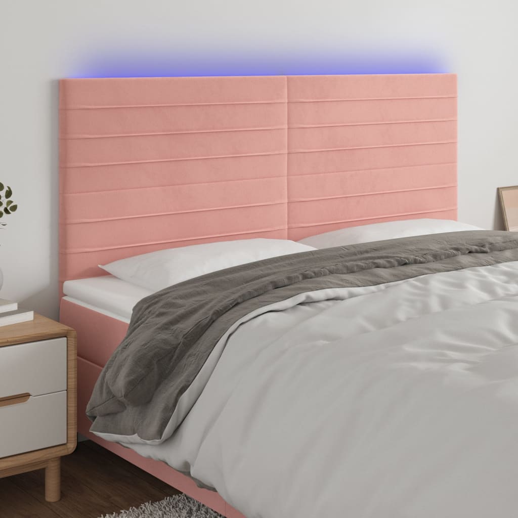 Κεφαλάρι Κρεβατιού LED Ροζ 160x5x118/128 εκ. Βελούδινο