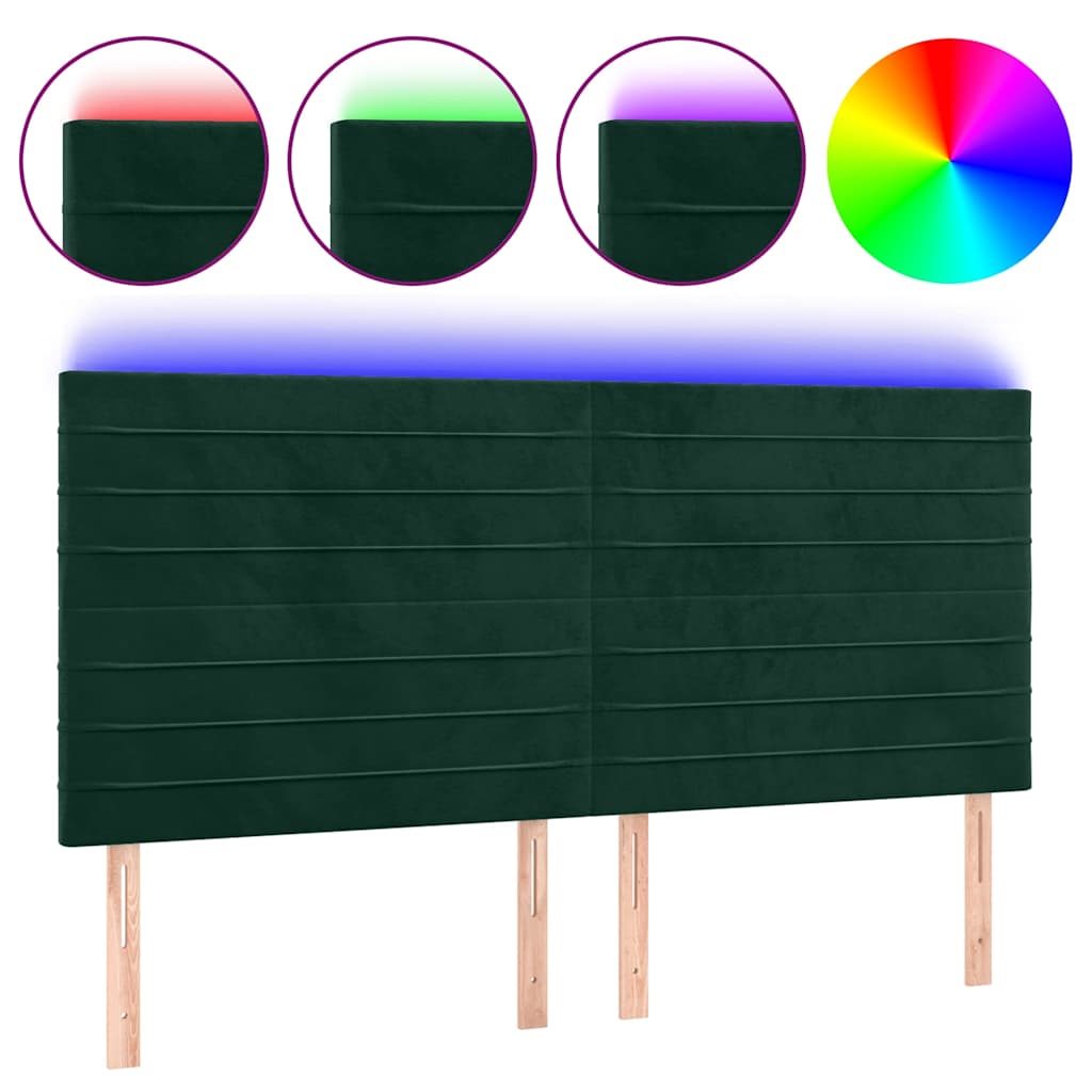 Κεφαλάρι Κρεβατιού LED Σκούρο Πράσινο 180x5x118/128 εκ.