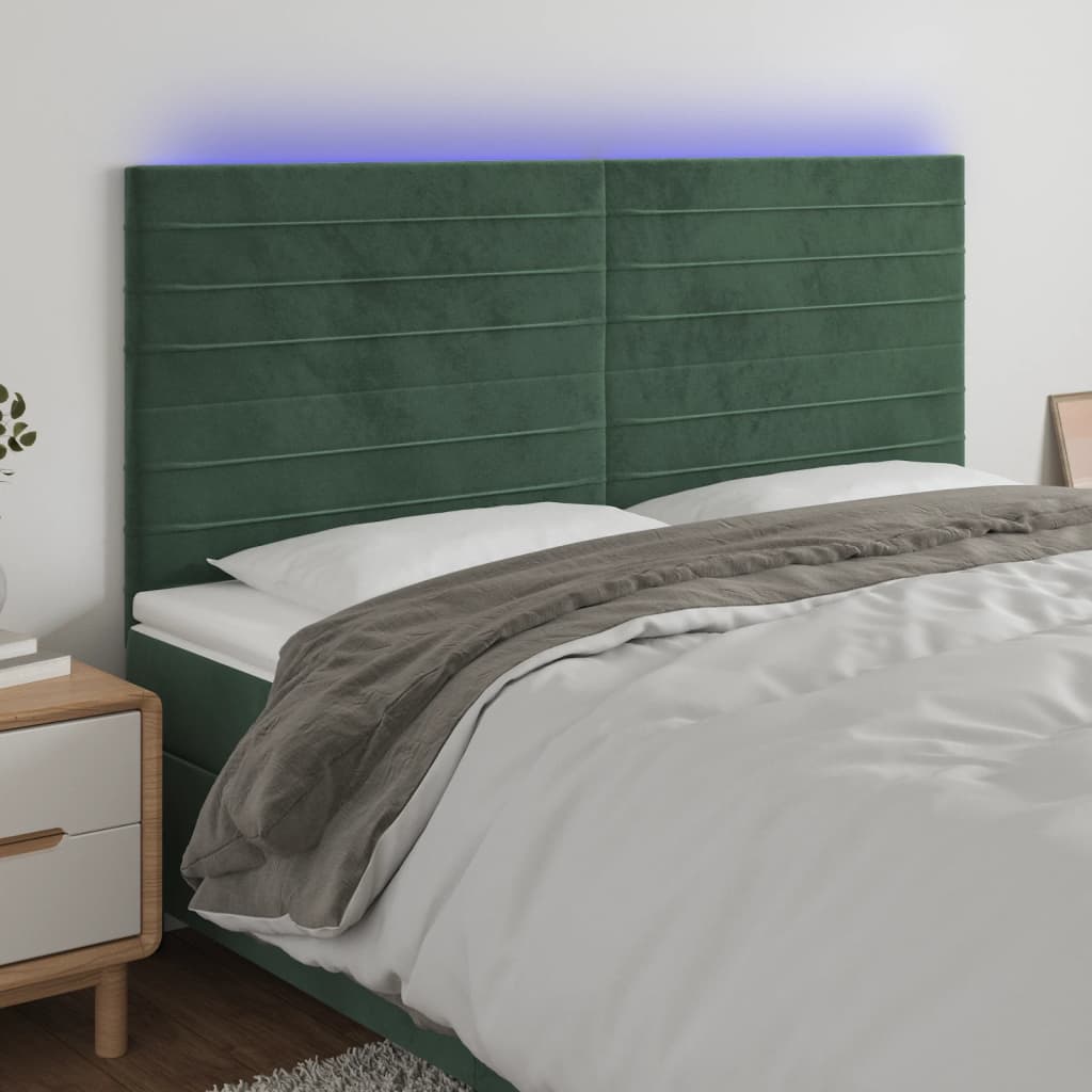 Κεφαλάρι Κρεβατιού LED Σκούρο Πράσινο 180x5x118/128 εκ.