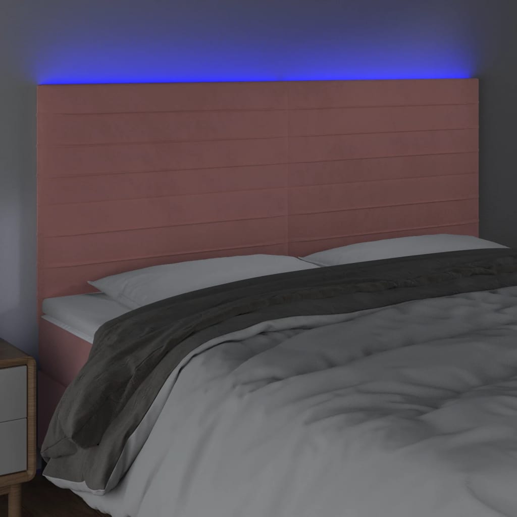 Κεφαλάρι Κρεβατιού LED Ροζ 180x5x118/128 εκ. Βελούδινο