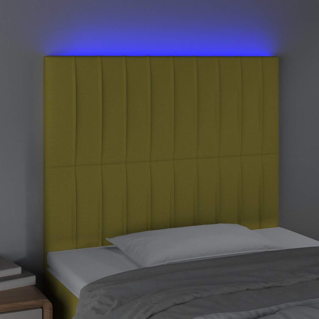 Κεφαλάρι Κρεβατιού LED Πράσινο 80x5x118/128εκ. Υφασμάτινο - Pakobazaar