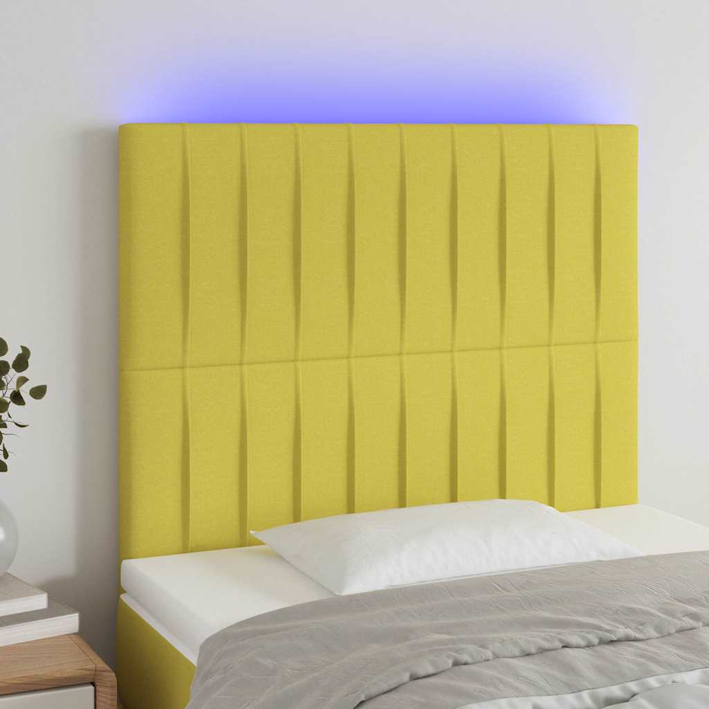 Κεφαλάρι Κρεβατιού LED Πράσινο 80x5x118/128εκ. Υφασμάτινο - Pakobazaar