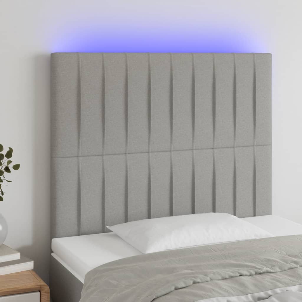Κεφαλάρι Κρεβατιού LED Ανοιχτό Γκρι 90x5x118/128 εκ. Υφασμάτινο
