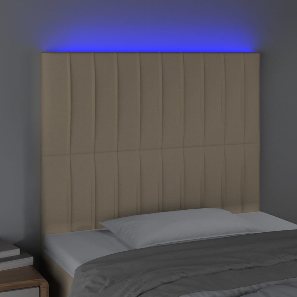 Κεφαλάρι Κρεβατιού LED Κρεμ 90x5x118/128εκ. Υφασμάτινο