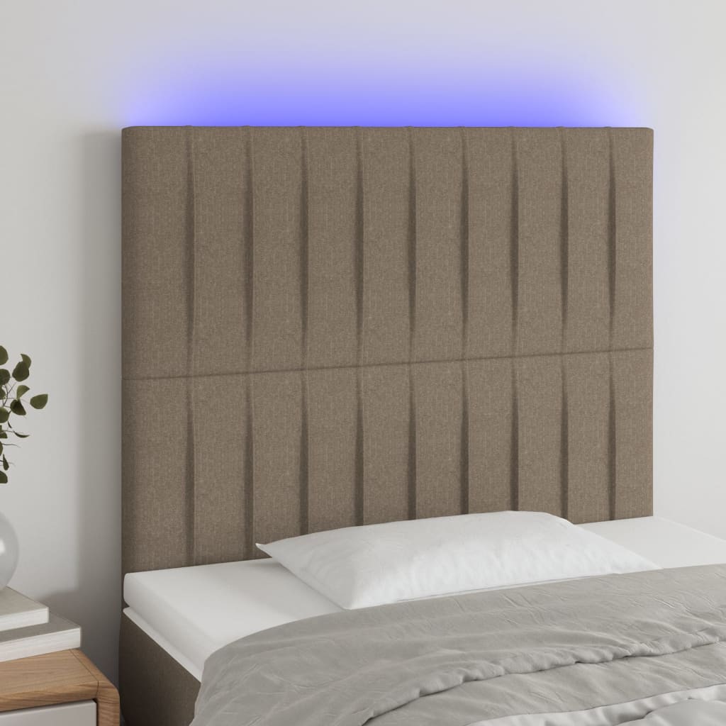 Κεφαλάρι Κρεβατιού LED Taupe 100x5x118/128 εκ. Υφασμάτινο - Pakobazaar