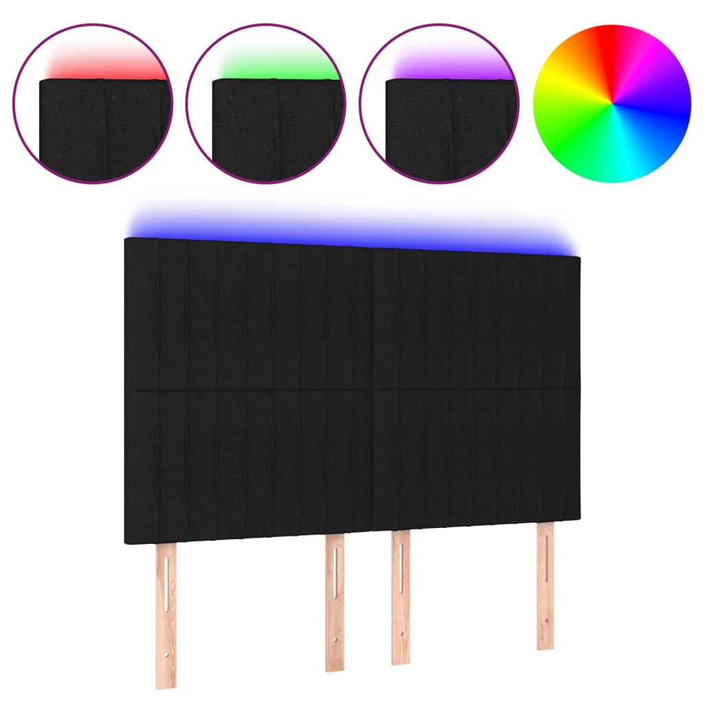 Κεφαλάρι Κρεβατιού LED Μαύρο 144x5x118/128 εκ. Υφασμάτινο