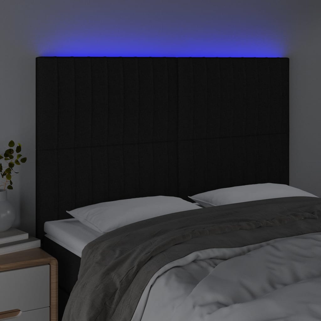 Κεφαλάρι Κρεβατιού LED Μαύρο 144x5x118/128 εκ. Υφασμάτινο