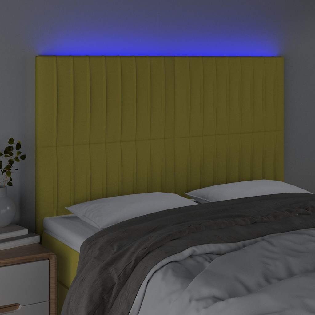 Κεφαλάρι Κρεβατιού LED Πράσινο 144x5x118/128 εκ. Υφασμάτινο