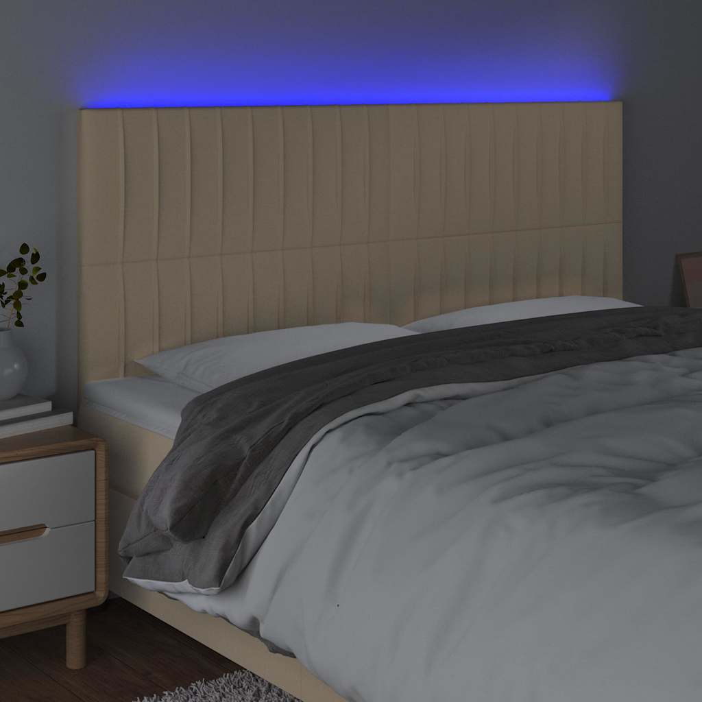 Κεφαλάρι Κρεβατιού LED Κρεμ 180x5x118/128 εκ. Υφασμάτινο - Pakobazaar