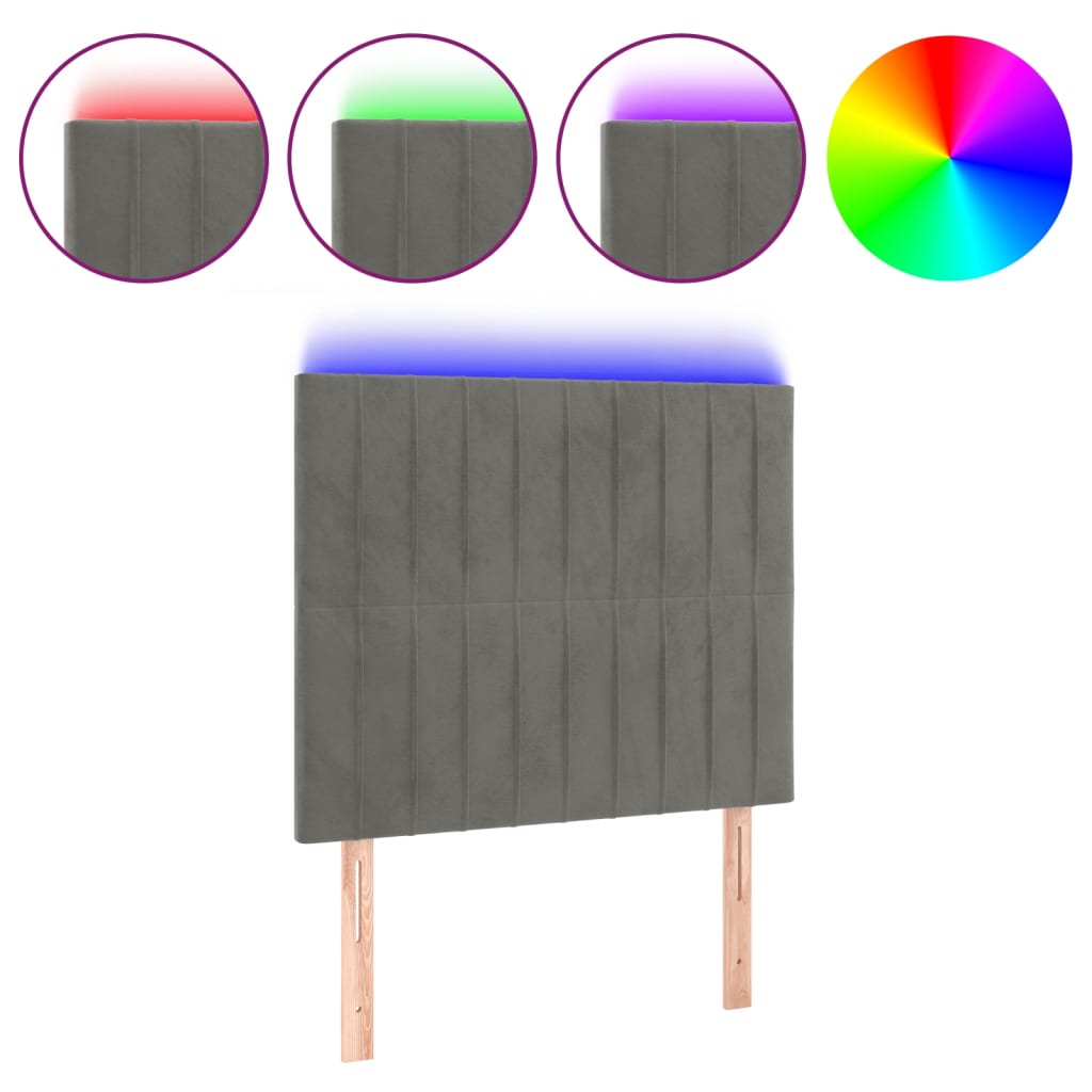 Κεφαλάρι Κρεβατιού LED Ανοιχτό Γκρι 80x5x118/128 εκ. Βελούδινο