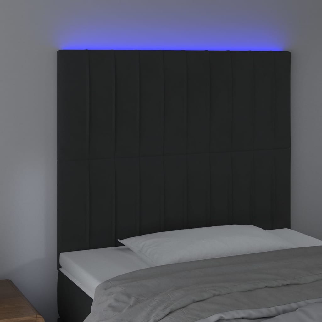 Κεφαλάρι Κρεβατιού LED Μαύρο 90x5x118/128 εκ. Βελούδινο