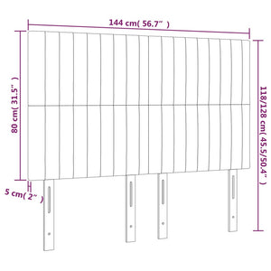 Κεφαλάρι Κρεβατιού LED Ανοιχτό Γκρι 144x5x118/128 εκ. Βελούδινο