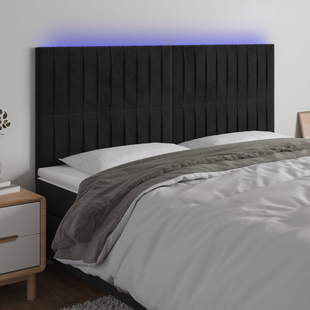 Κεφαλάρι Κρεβατιού LED Μαύρο 160x5x118/128 εκ. Βελούδινο