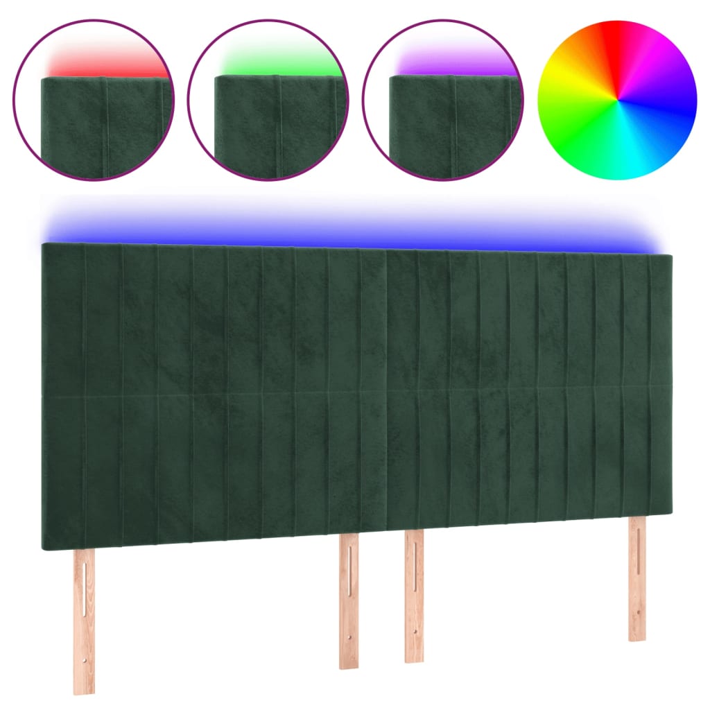 Κεφαλάρι Κρεβατιού LED Σκούρο Πράσινο 160x5x118/128 εκ.