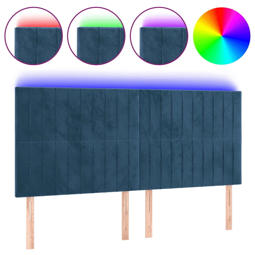 Κεφαλάρι Κρεβατιού LED Σκούρο Μπλε 160x5x118/128 εκ. Βελούδινο