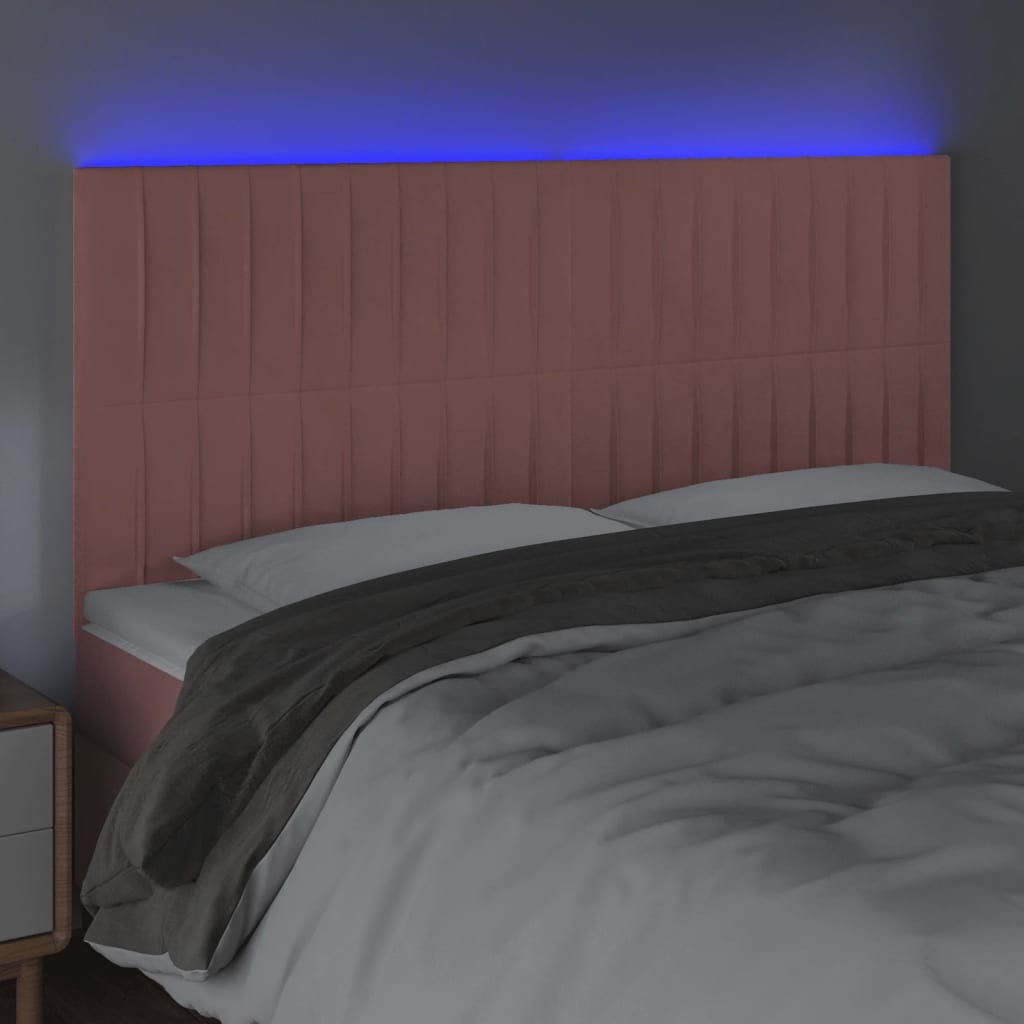 Κεφαλάρι Κρεβατιού LED Ροζ 160x5x118/128 εκ. Βελούδινο