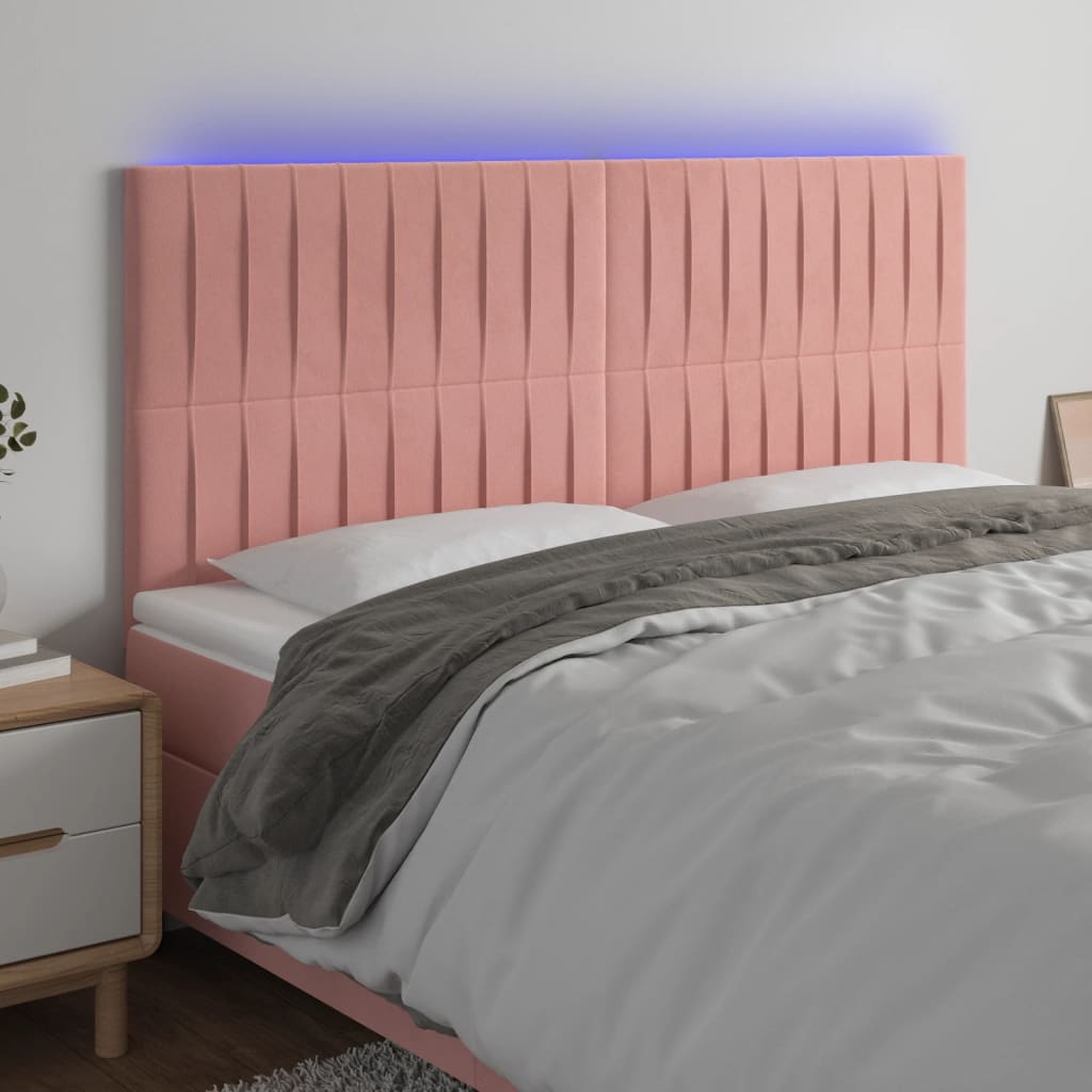 Κεφαλάρι Κρεβατιού LED Ροζ 160x5x118/128 εκ. Βελούδινο